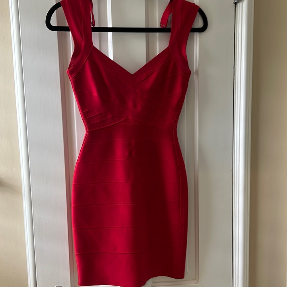 Red Herve Leger Bandage Dress